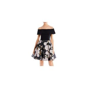 AVERY G Womens Black Organza Flutter Sleeve Short Party Fit + Flare Dress 14